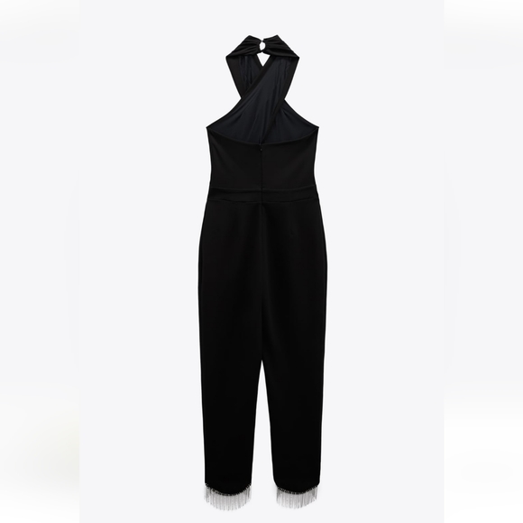 Zara fringe long jumpsuit black Size S - Picture 15 of 15